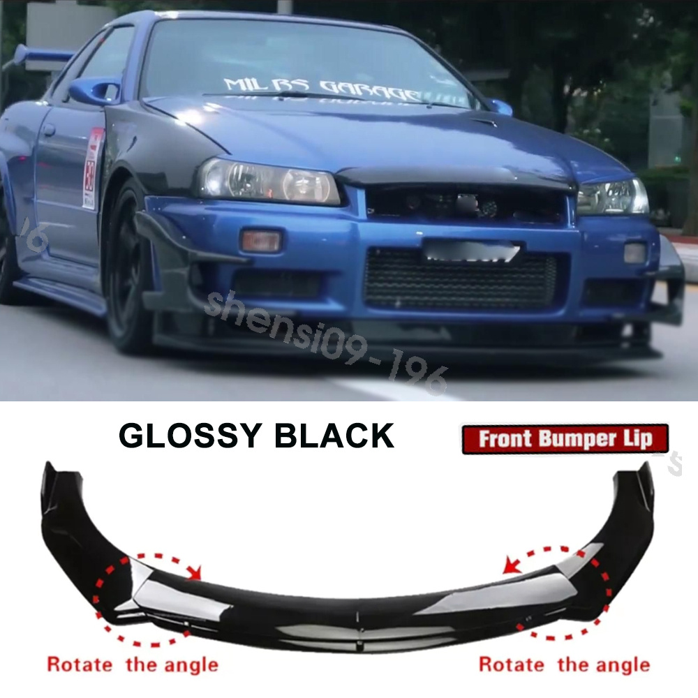 For Nissan GT-R R34 Front Bumper Lip Spoiler Splitter Body Kit