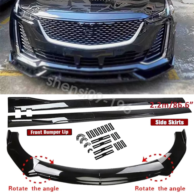 For Cadillac XT4 XT5 XT6 Glossy Front Bumper Lip Splitter Body Kit