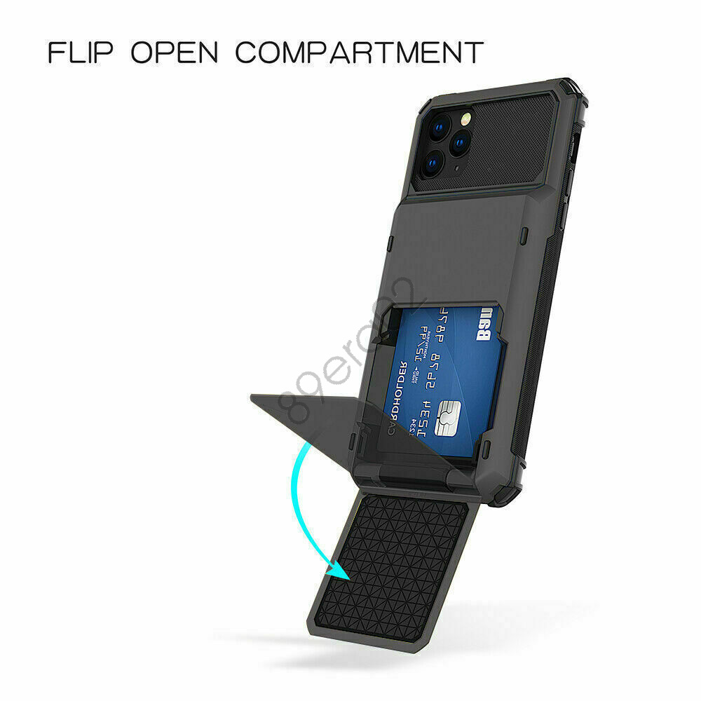 For iPhone 15 14 13 12 Pro Max Slim Shockproof Phone Case with Card Holder Cover