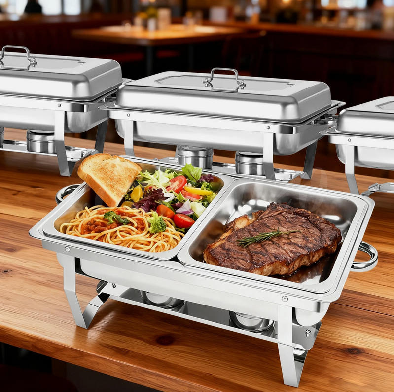 2/4/6/8Pack Chafing Dish Buffet Set 316 Stainless Steel Chafer for Catering 12QT - Produktbild 1