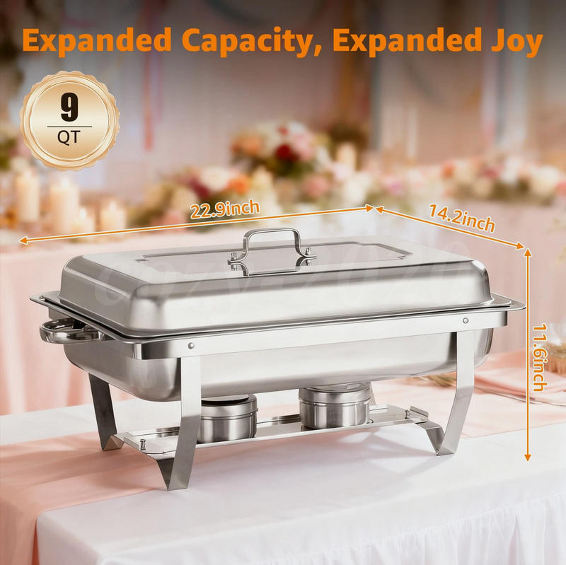2/4/6/8Pack Chafing Dish Buffet Set 316 Stainless Steel Chafer for Catering 12QT - Produktbild 3