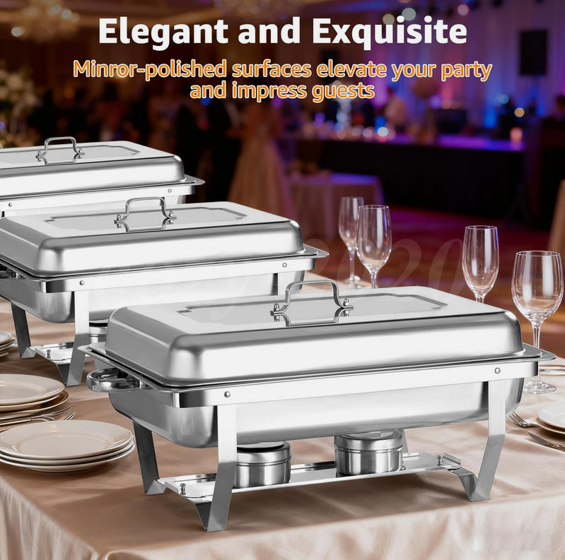 2/4/6/8Pack Chafing Dish Buffet Set 316 Stainless Steel Chafer for Catering 12QT - Produktbild 6