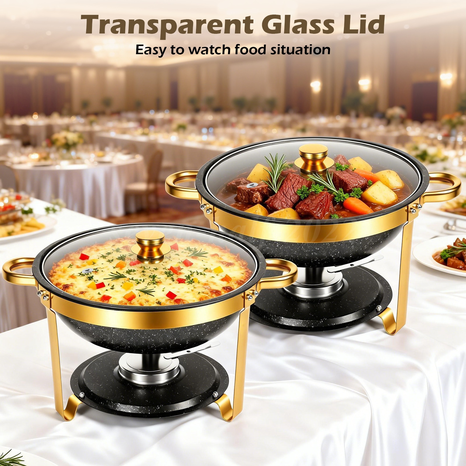 9qt 316 Stainless Steel Round Chafing Dishes for Buffet & Parties 9QT for party
