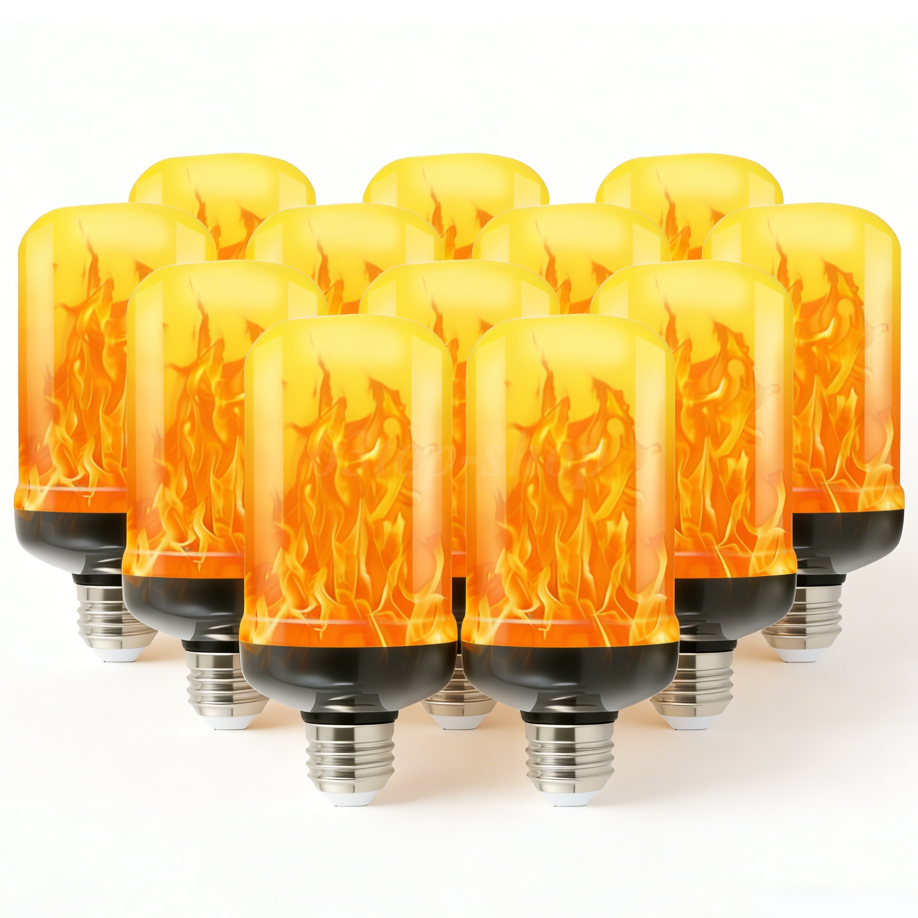 LED Flame Effect Light Bulb 2-12Pack, Simulated Nature Fire Flicker Lamp 4 Modes