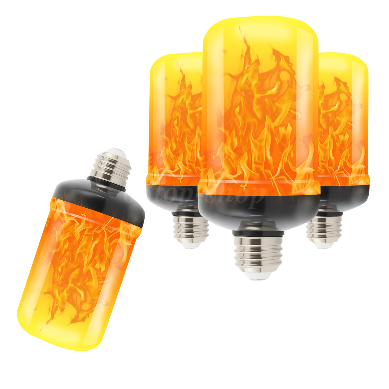LED Flame Effect Light Bulb 2-12Pack, Simulated Nature Fire Flicker Lamp 4 Modes