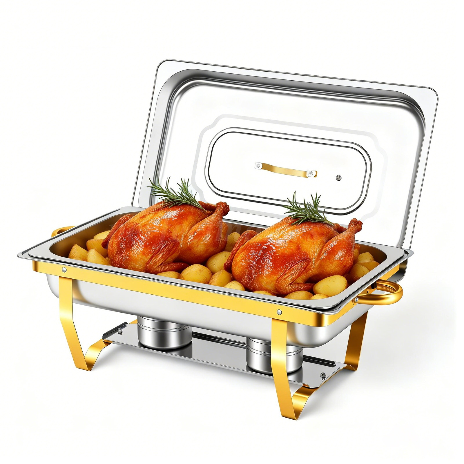 9QT 316 Stainless Steel Chafing Dish Buffet Set Catering Chafer W/Foldable Frame