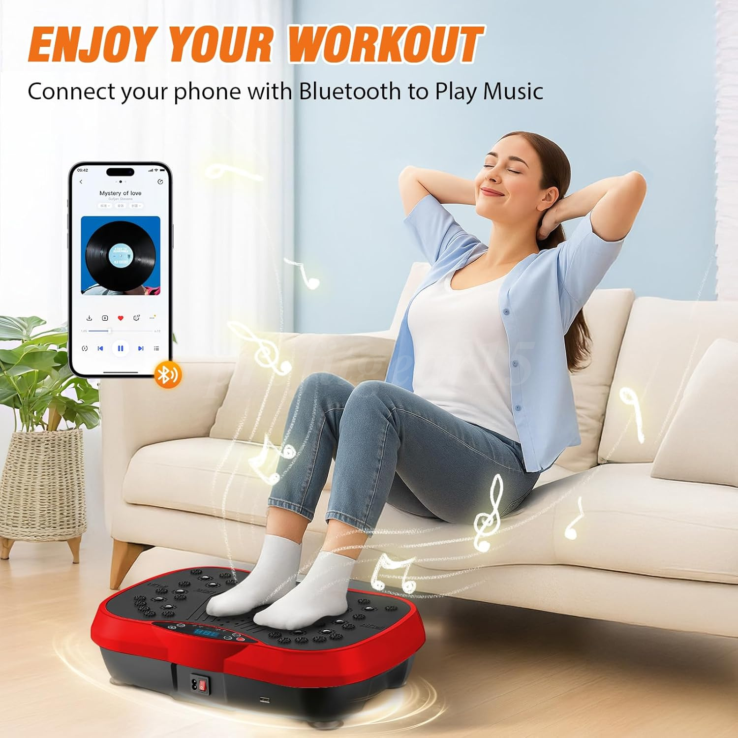 Vibration Plate-200Speeds,10Modes Exercise Machine Fitness Platform w/ Bluetooth