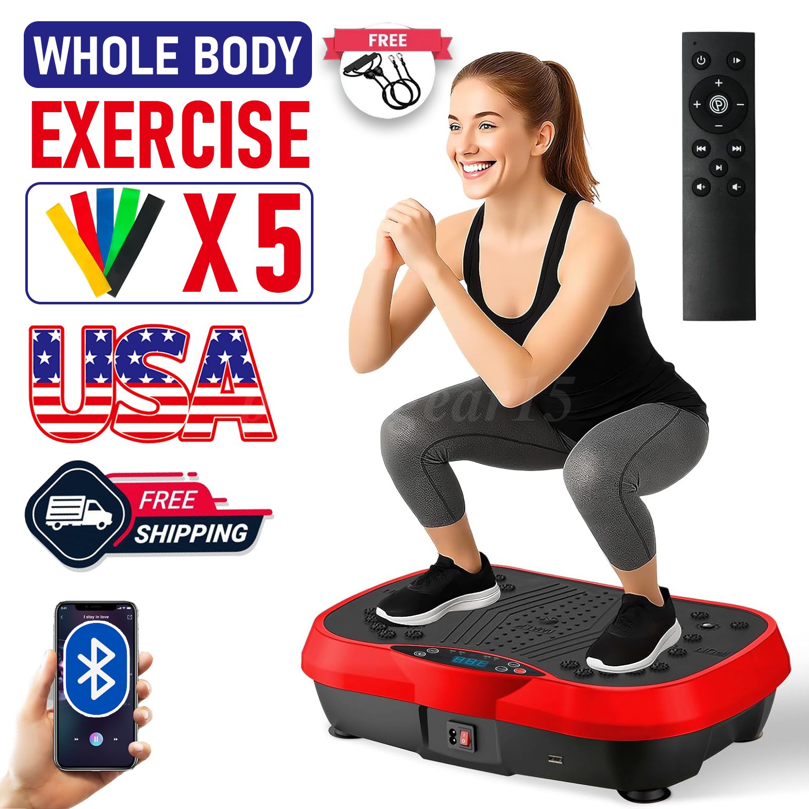 Vibration Plate-200Speeds,10Modes Exercise Machine Fitness Platform w/ Bluetooth