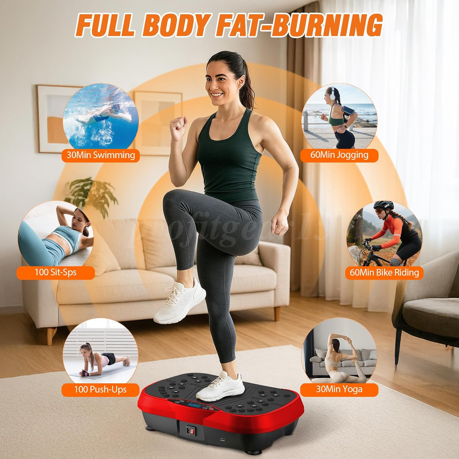 Vibration Plate-200Speeds,10Modes Exercise Machine Fitness Platform w/ Bluetooth