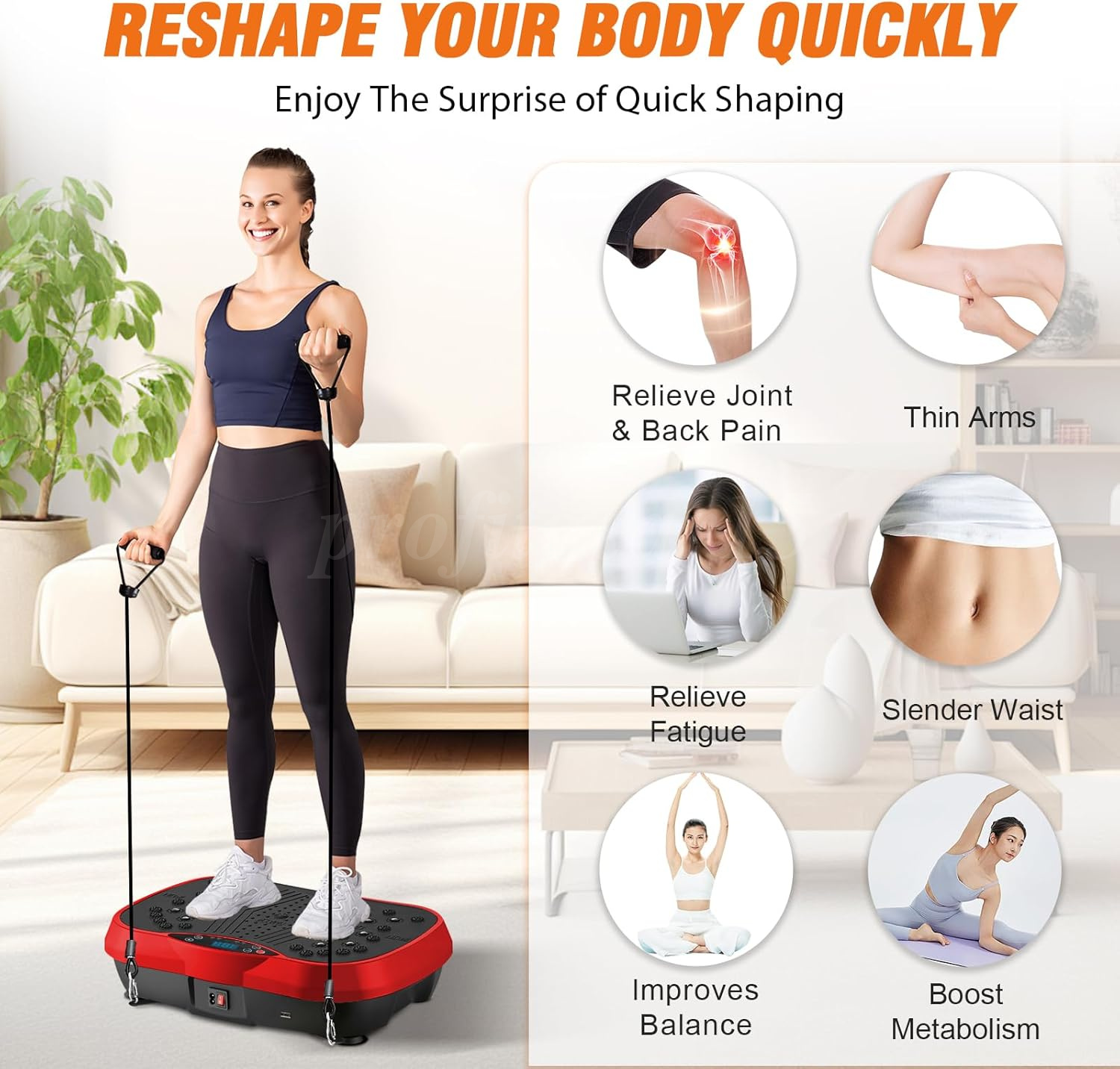 Vibration Plate-200Speeds,10Modes Exercise Machine Fitness Platform w/ Bluetooth