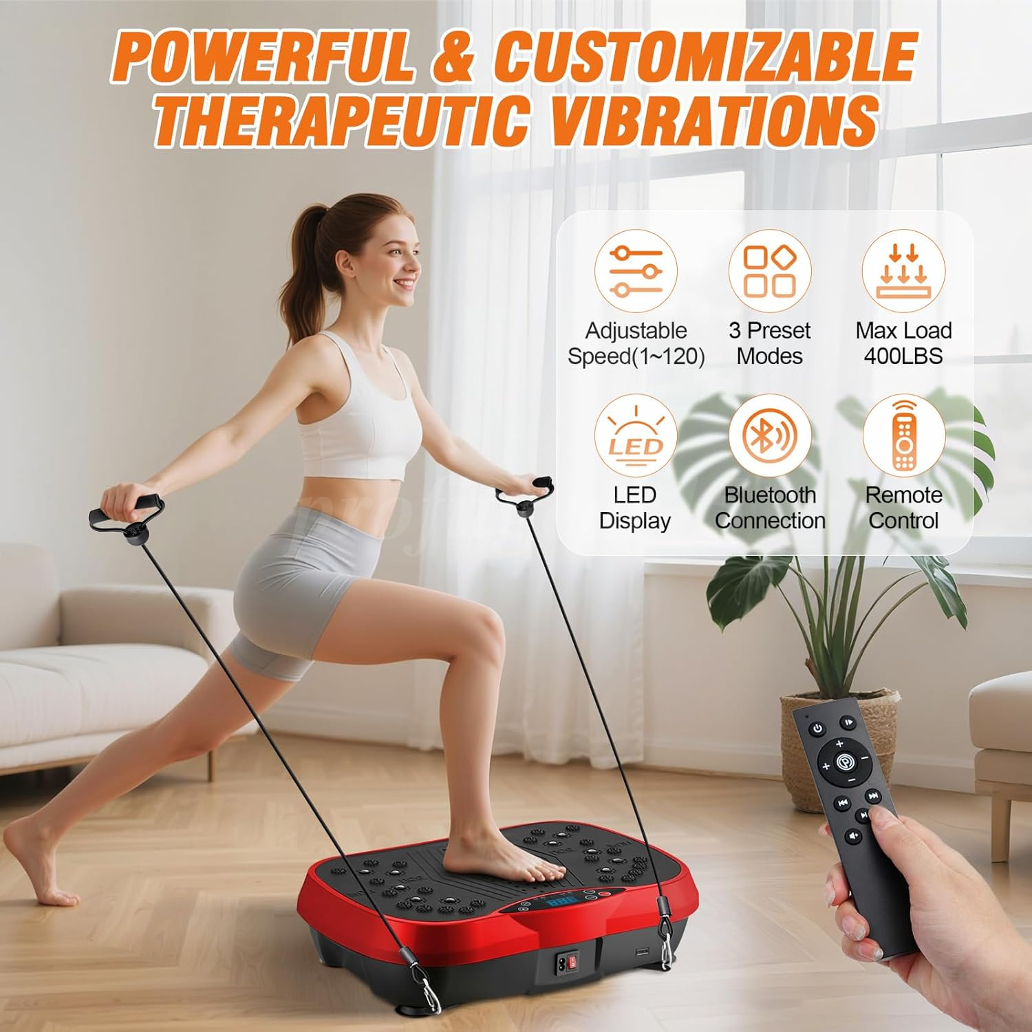 Vibration Plate-200Speeds,10Modes Exercise Machine Fitness Platform w/ Bluetooth