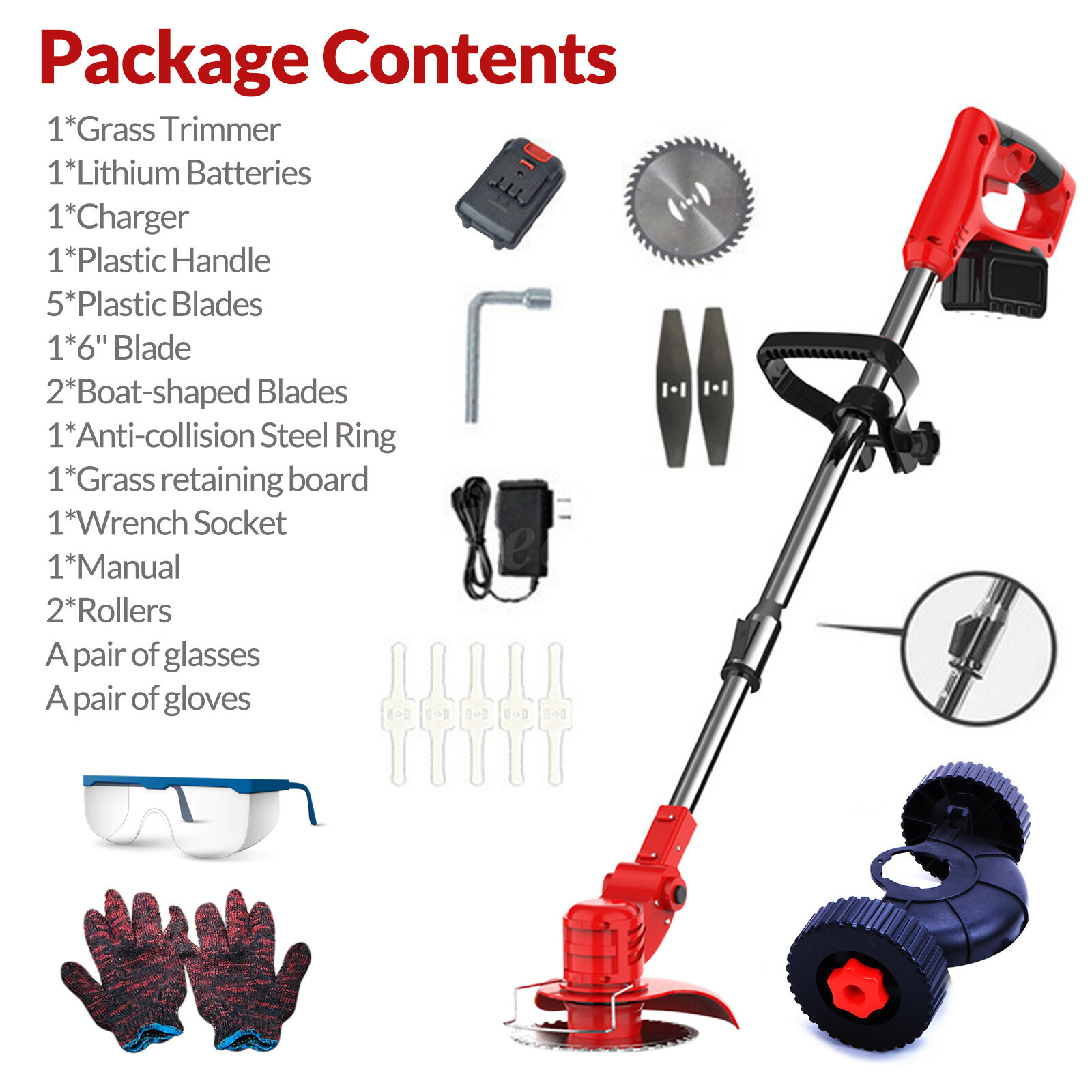 Electric Grass String Trimmer Weed Eater Lawn Edger Cordless Cutter +2 Battery