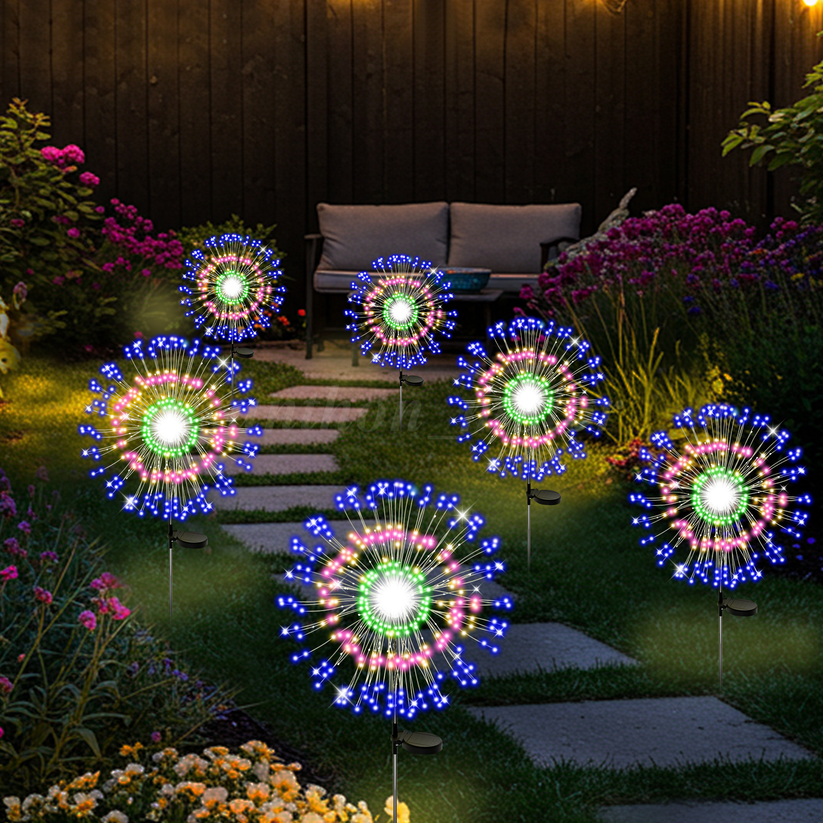 180 LED Garden Solar Lights Firework Outdoor Waterproof Path Lawn Decor ...