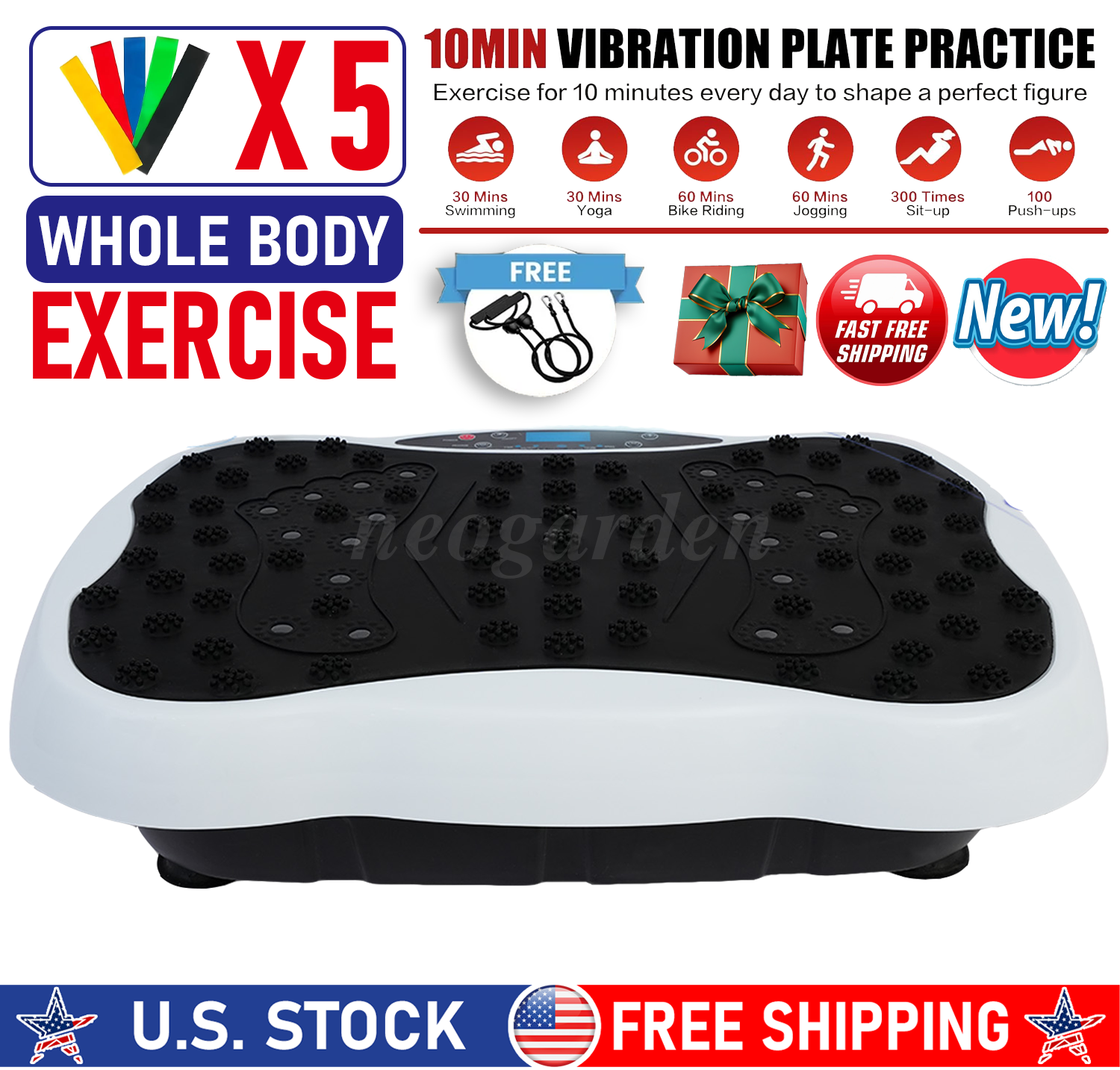 Vibration Plate Exercise Machine - Fat Burn&Toning 99 Speeds,10 Modes Bluetooth