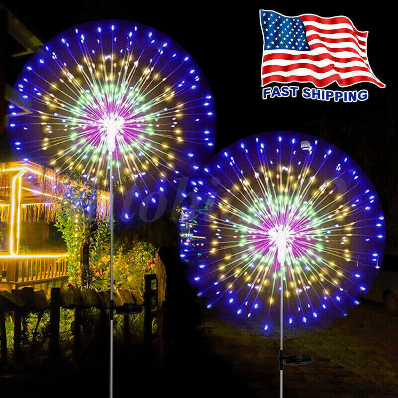 8PC 180 LED Solar Firework Lights Outdoor Garden Decor Waterproof Path ...