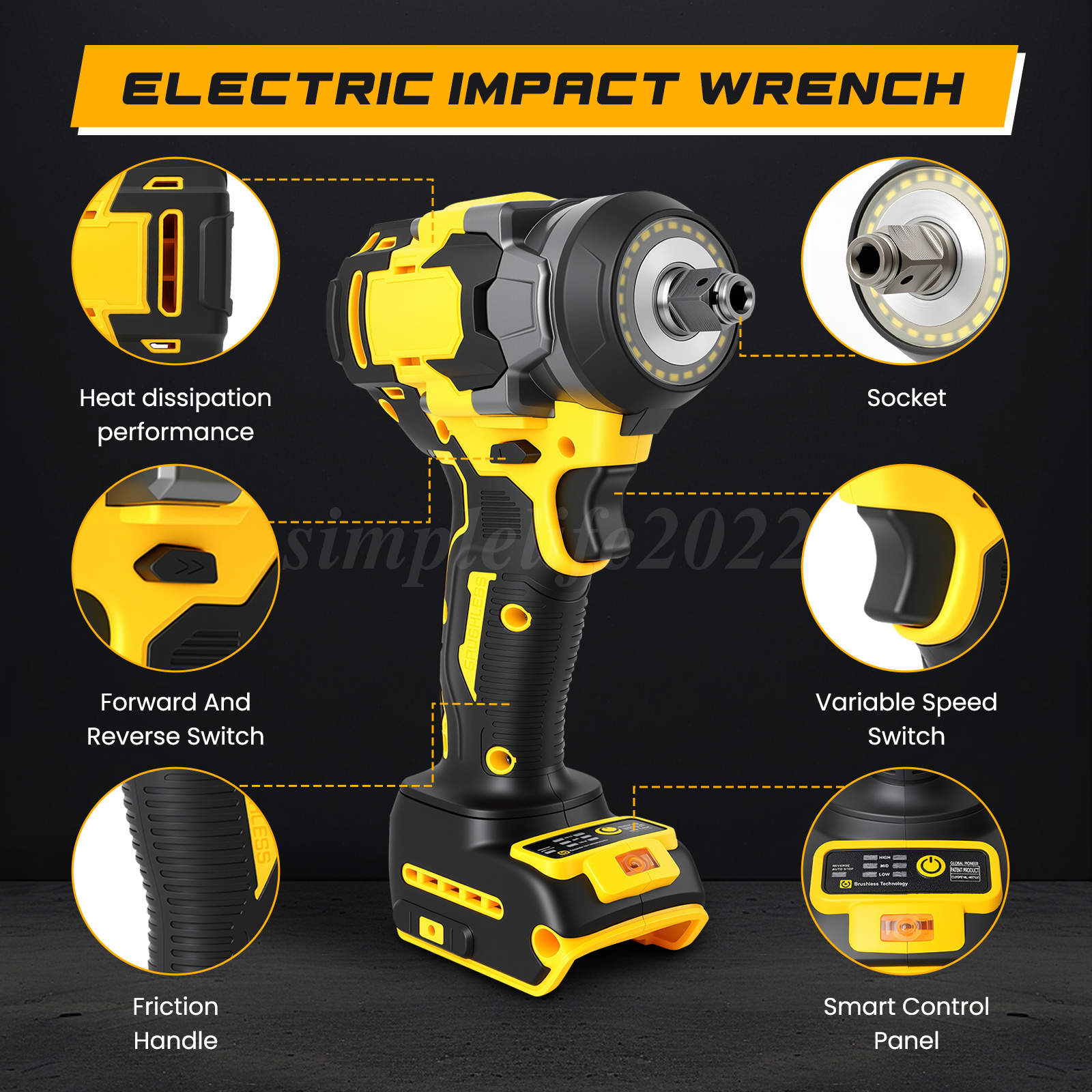 Cordless Brushless Impact Driver Hammer Drill Combo Kit with 2 Battery ...