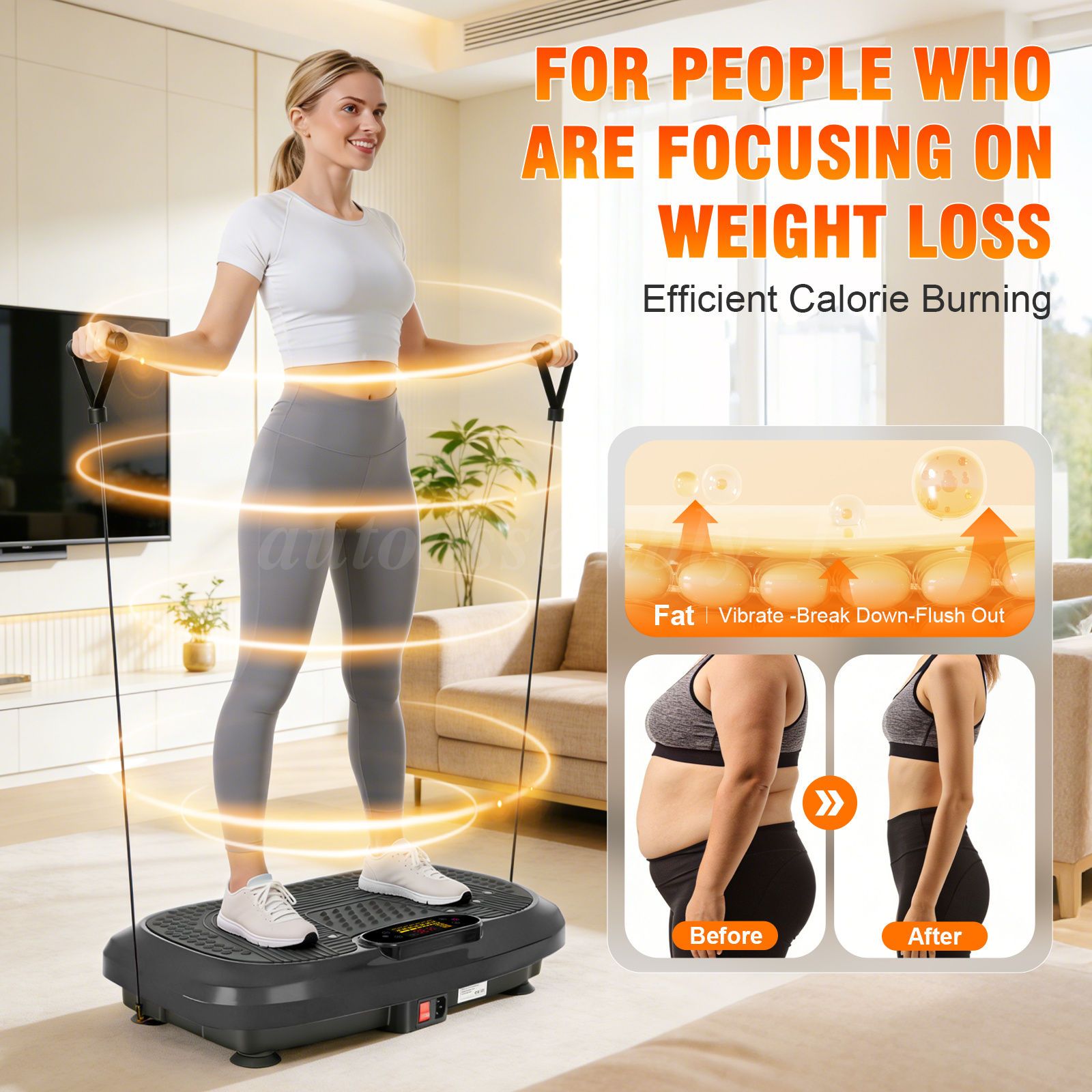 Vibration Plate Exercise Machine Whole Body Workout Fitnes 550lbs Bluetooth