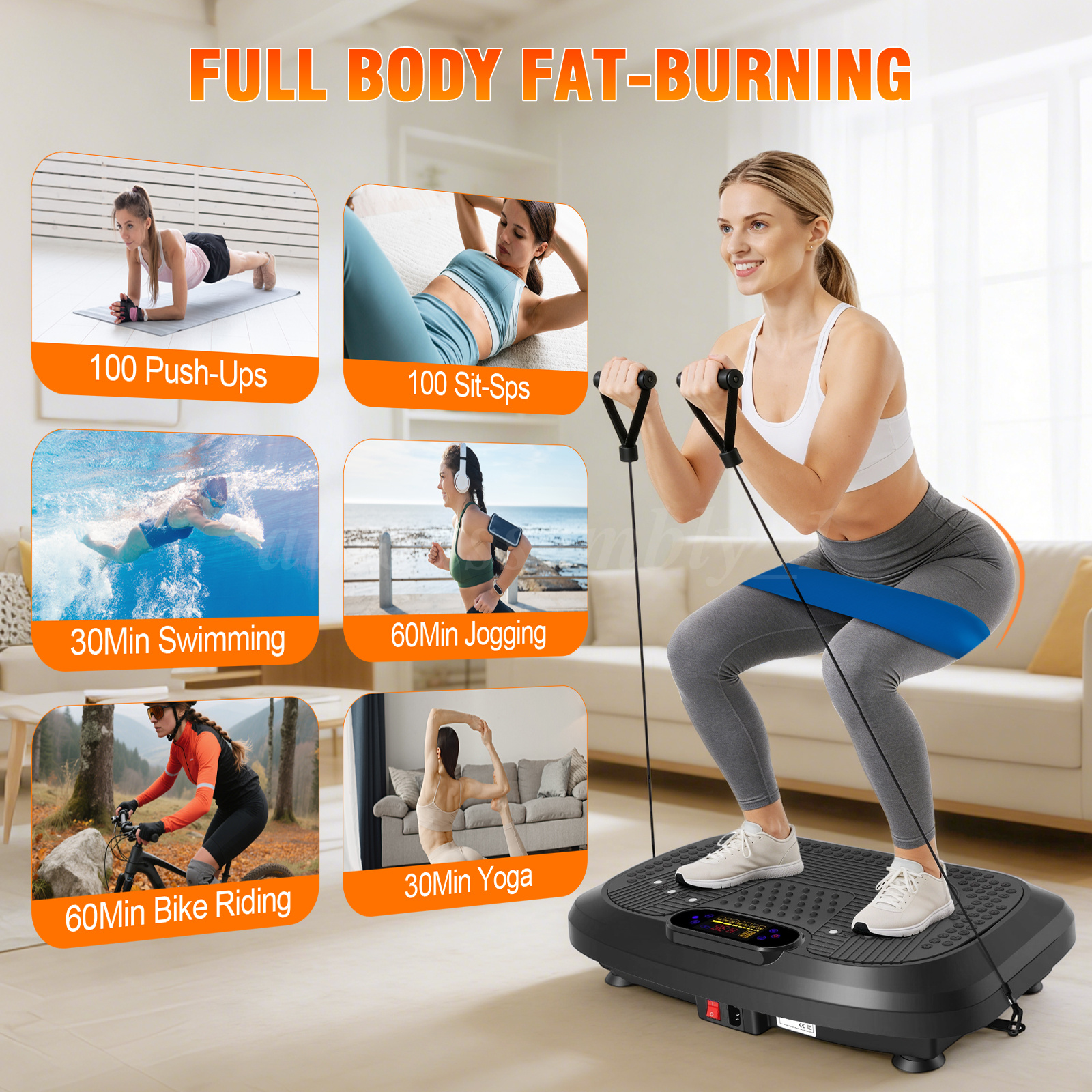 Vibration Plate Exercise Machine Whole Body Workout Fitnes 550lbs Bluetooth