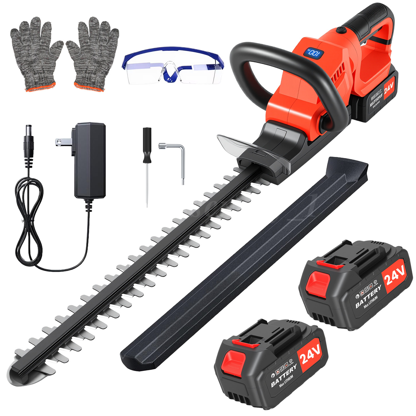22Inch Cordless Hedge Trimmer Cordless Electric Hedge Trimmer w/2* 24V Battery