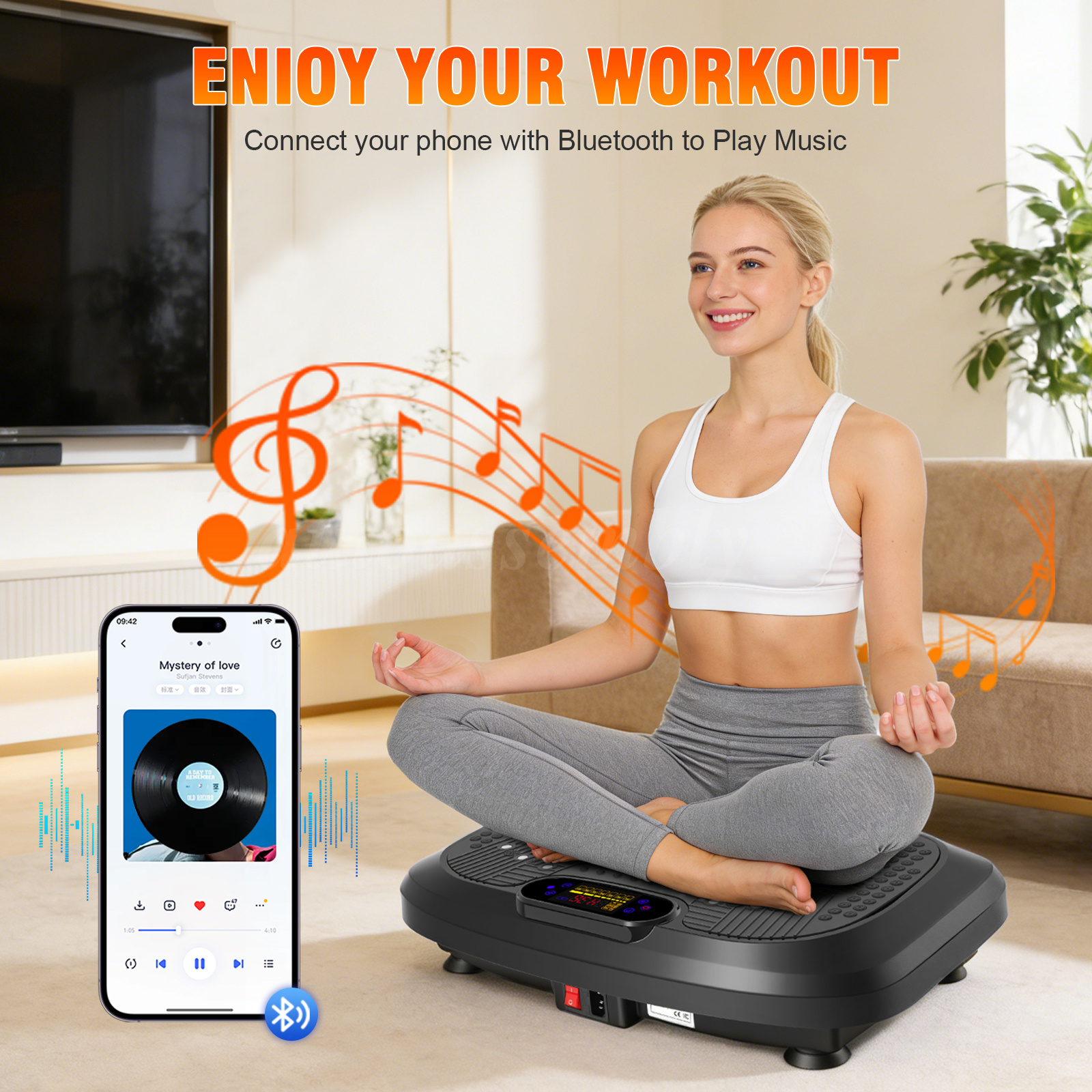 Vibration Plate Exercise Machine Whole Body Workout Fitnes 550lbs Bluetooth