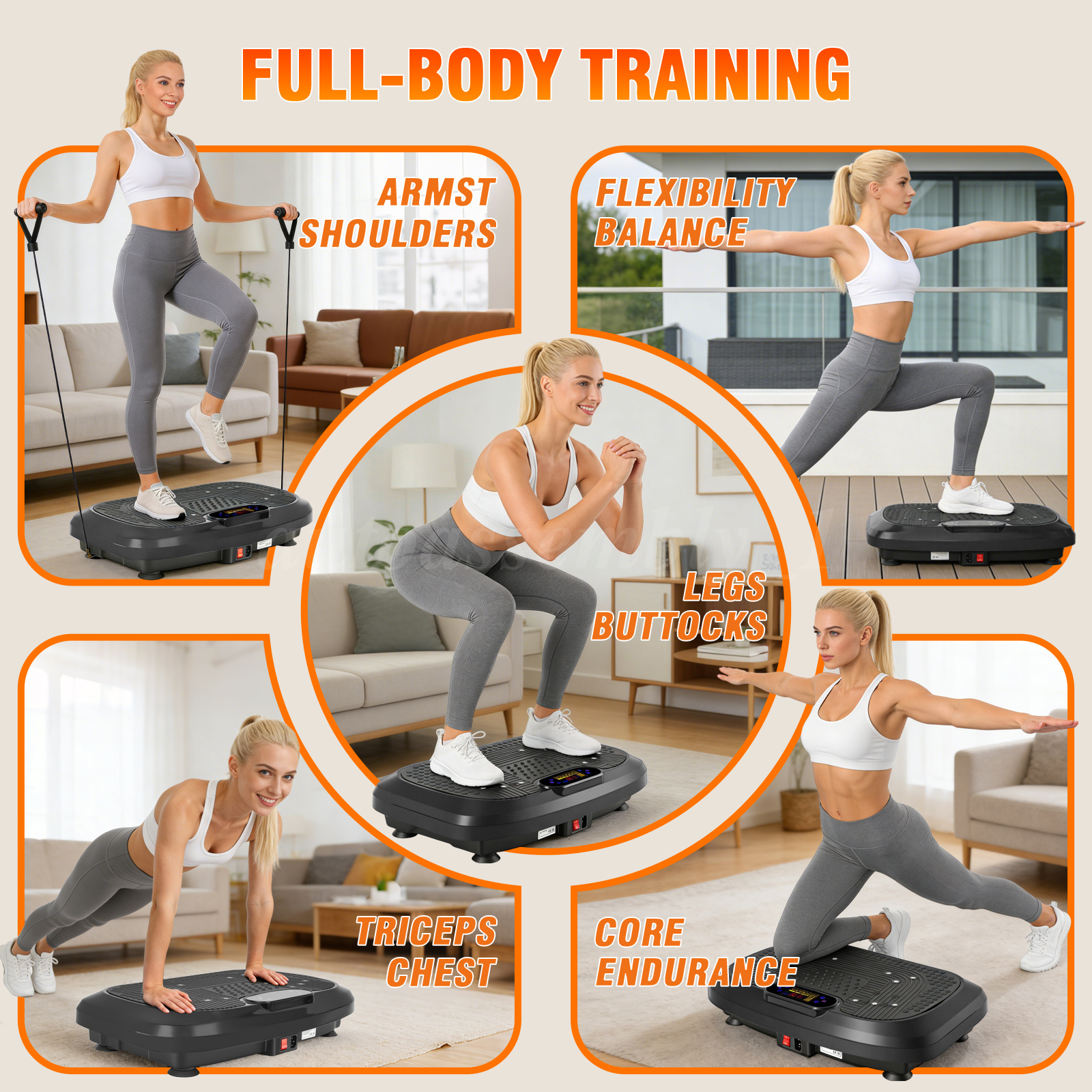 Vibration Plate Exercise Machine Whole Body Workout Fitnes 550lbs Bluetooth
