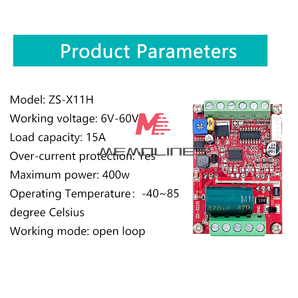 BLDC 3-Phase PWM Hall Motor Controller 380W/400W DC Brushless Driver Board 6V