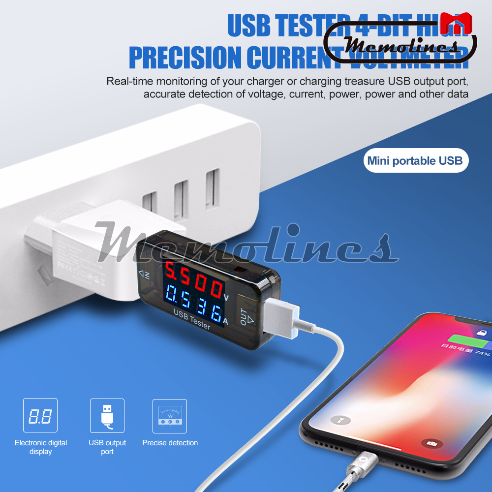 USB Voltage Step Down Phone Charger Power Meter Battery Tester Power Detector