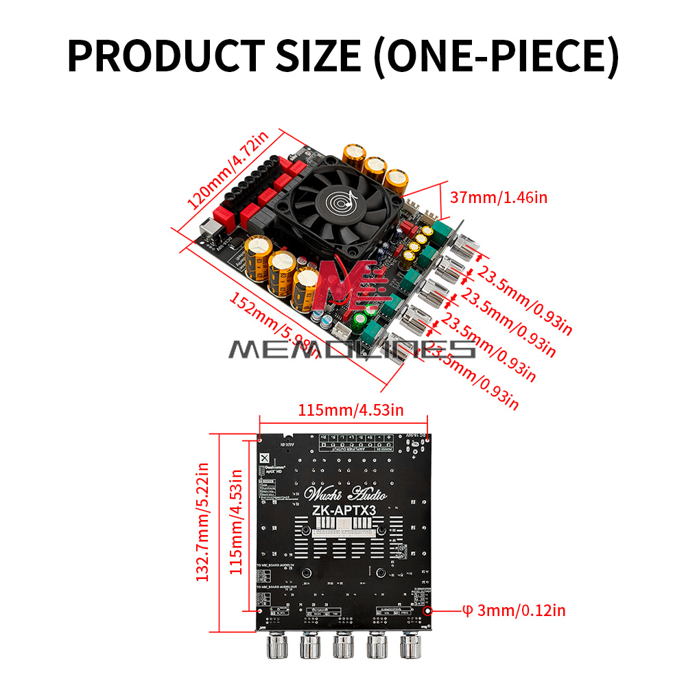 ZK-APTX3 2x300W+600W TPA3255 Bluetooth Power Amplifier Board 2.1CH