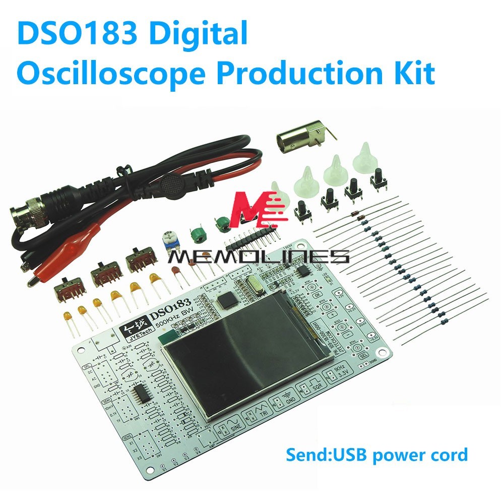 DC 5V DSO183 Digital Oscilloscope DIY Kits 0-500KHz Teaching
