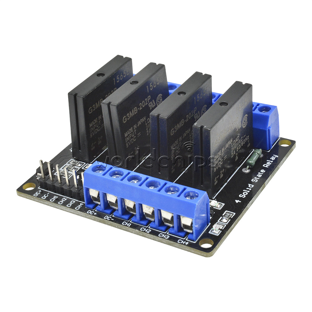 4 Kanal Solid State Relais Modul 5V/230VAC Low Level Trigger Arduino Raspberry 