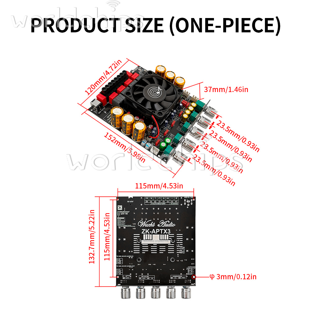 ZK-APTX3 2x300W+600W TPA3255 Bluetooth Power Amplifier Board 2.1CH
