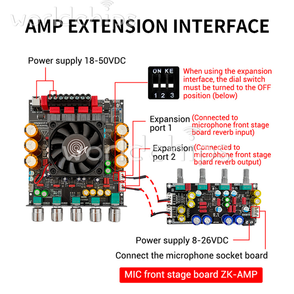 ZK-APTX3 2x300W+600W TPA3255 Bluetooth Power Amplifier Board 2.1CH