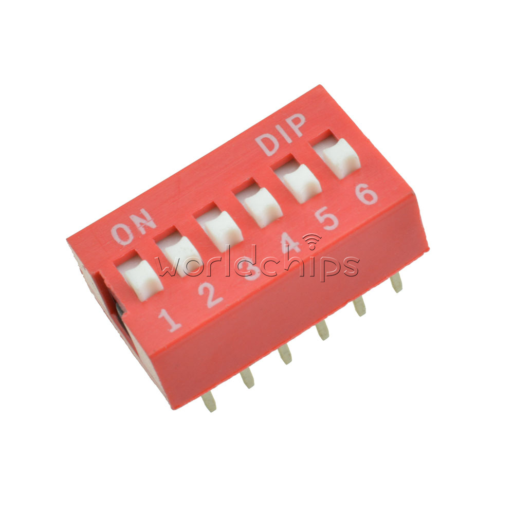 10pcs Red 2.54mm Pitch 6 PositionWay 6-Bit Slide Type DIP Switch Module
