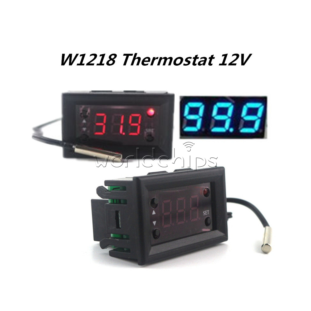 Red W1218 Thermostat 12V+3-Digit NTC Probe Controller Replace W1209WK