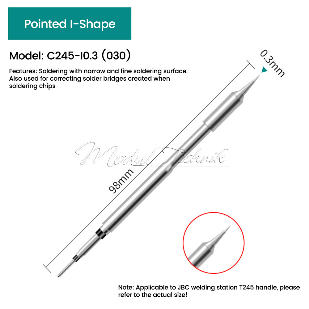 JBC C245710 Soldering Tip, Cartridge, Bevel, 1.2mm, 12mm L, For T245 Handles, C245 Series