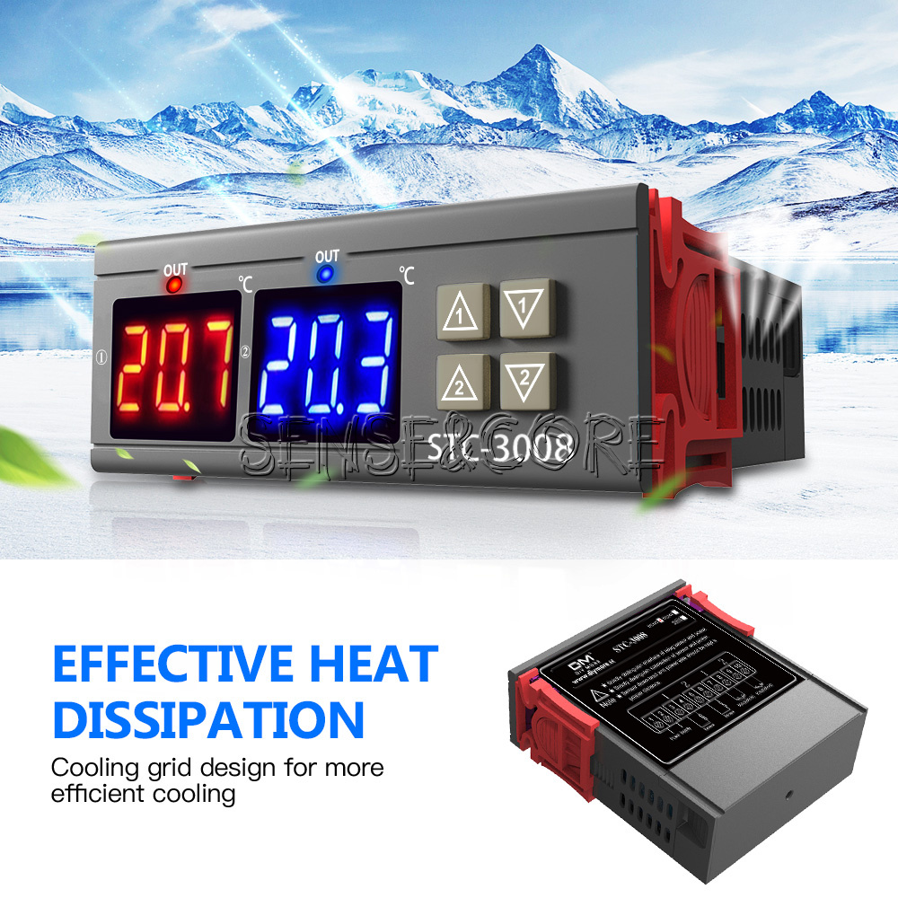 Termostato Regolatore STC-3008/3018/3028 – DC12V/24V O AC110-220V, Sensore NTC