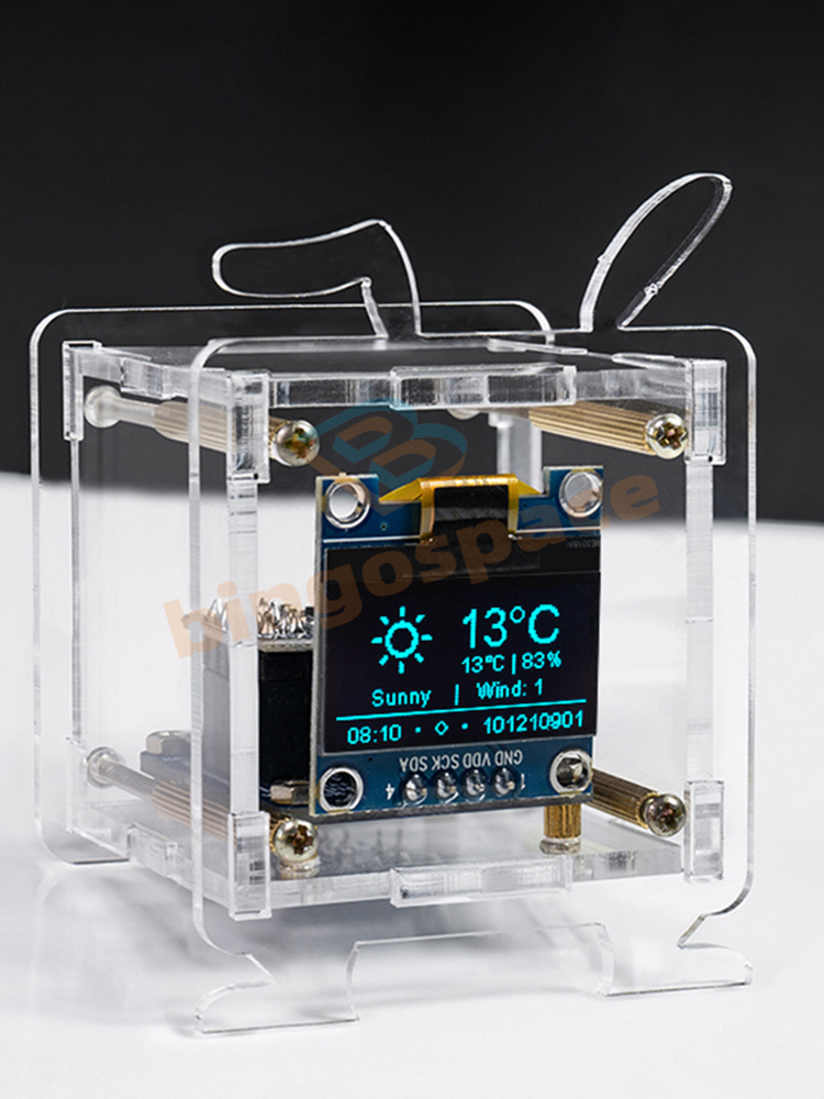 Spkaodngo ESP8266 DIY Electronic Kit - Mini Clock With OLED Display & Shell, Soldering Project