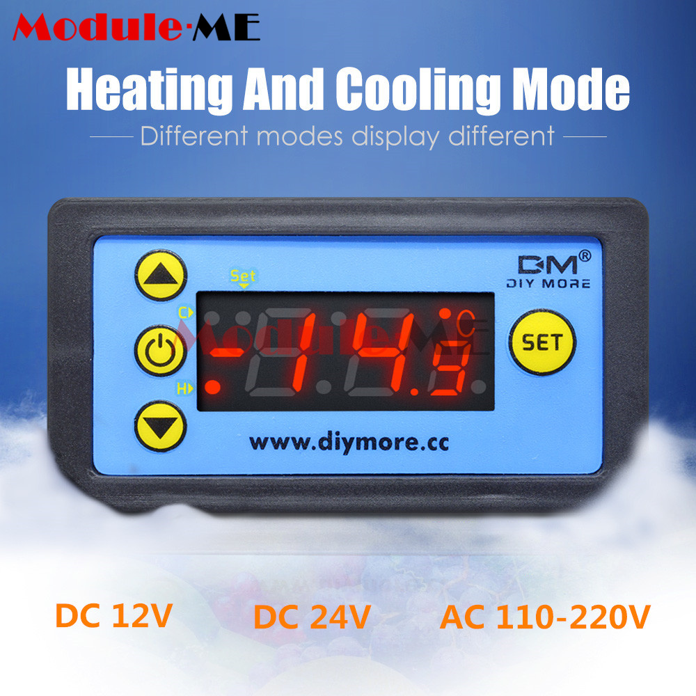 24V digital thermostat Temperature controller Heating Cooling 9°C-99°C probe