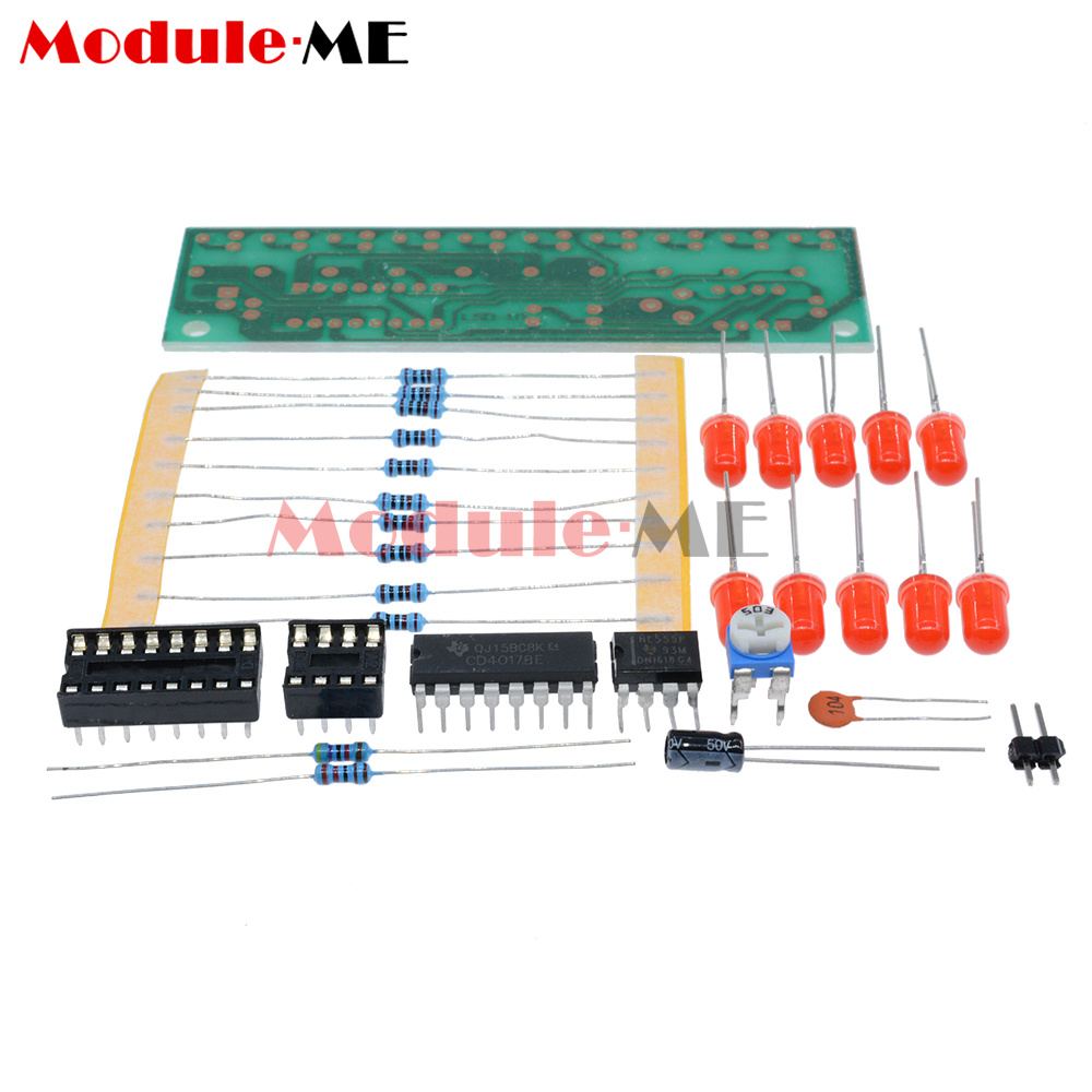 NE555 /& CD4017 LED Light Chaser Sequencer Follower Scroller DIY Kit Red UK
