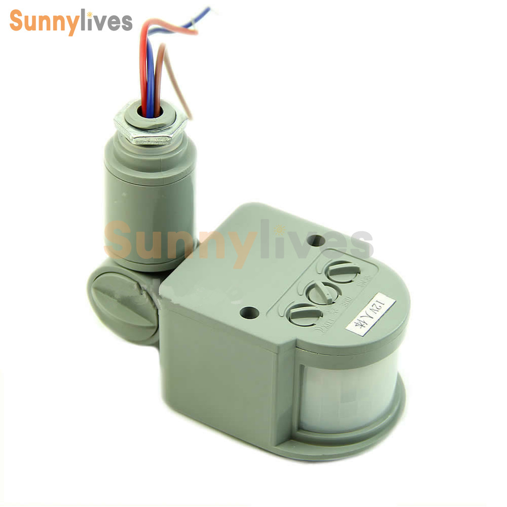 DC 12V/AC 110-220V White/Black/Grey 12M 180° PIR Motion Sensor Detector Switch