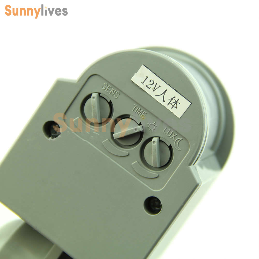 DC 12V/AC 110-220V White/Black/Grey 12M 180° PIR Motion Sensor Detector Switch