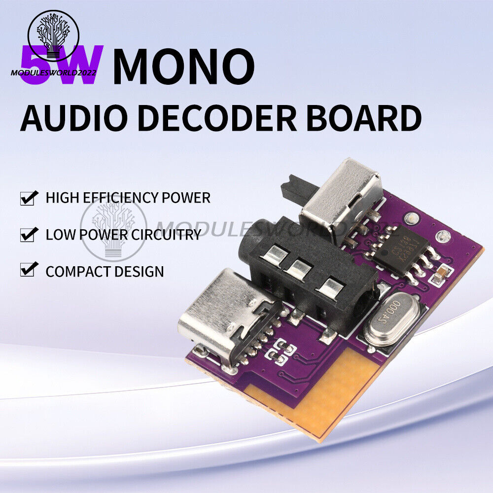 DC3.5V-5V 10W Type-C Bluetooth Mono Audio Amplifier Decoder Board