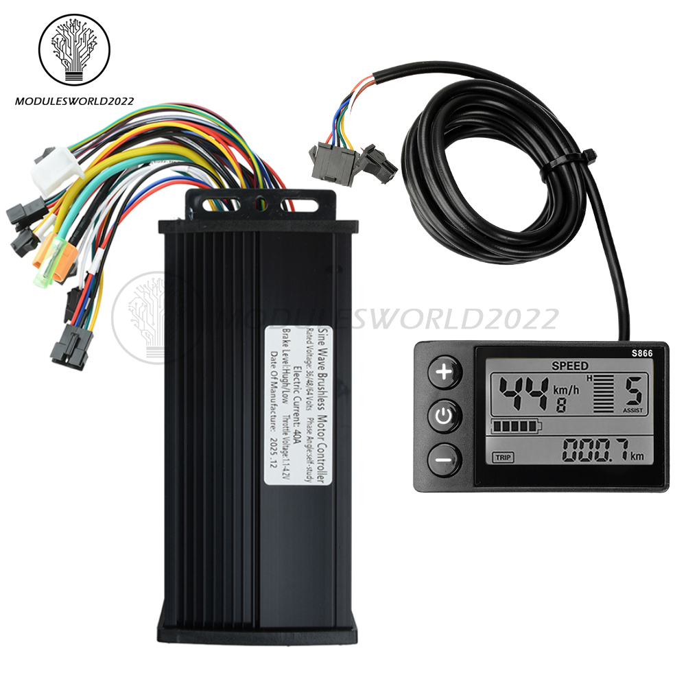 36V 48V 64V 40A 30A 20A Brushless Motor Controller E-Bike S866 LCD Display Meter
