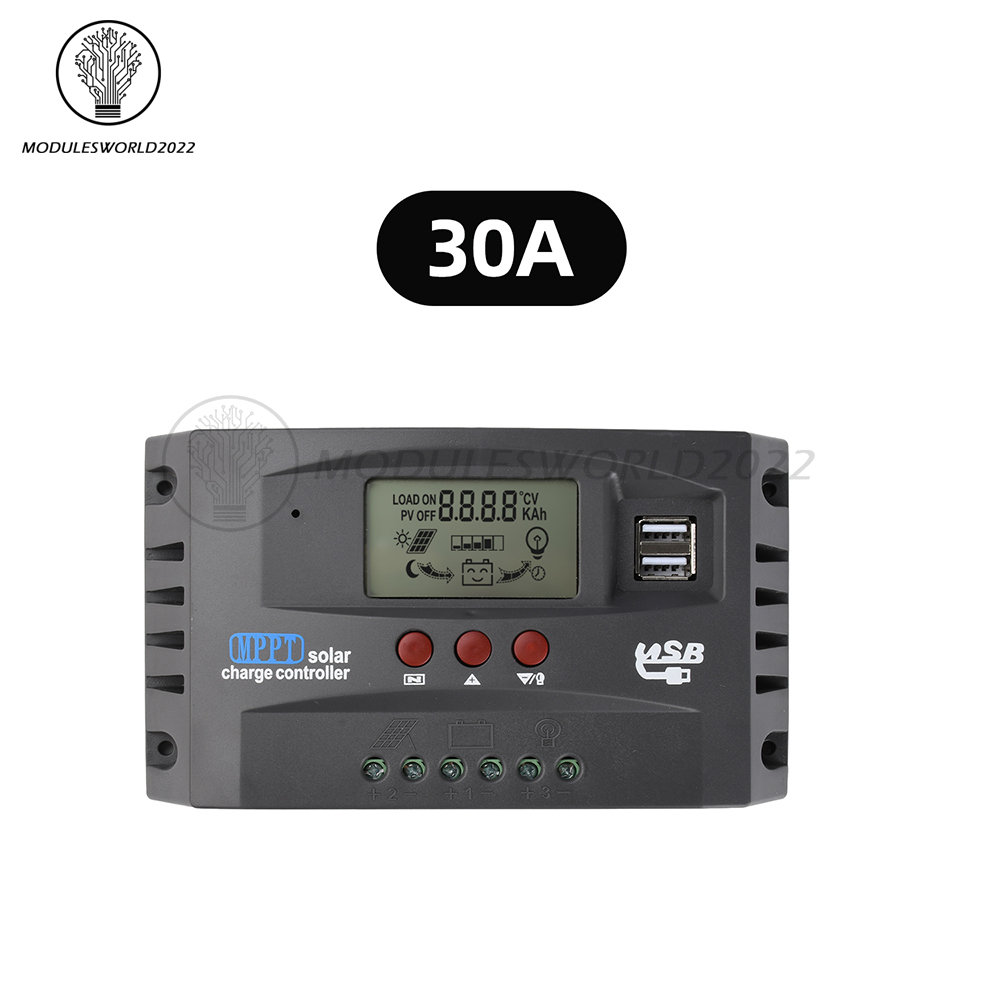 12V/24V 30A 60A 100A MPPT Solar Controller LCD Solar Charge Controller Dual USB