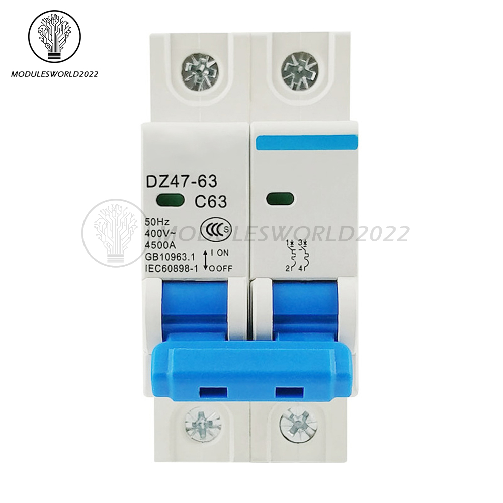 DZ47-63 2P Mini Circuit Breaker 6-63A Overload Short Circuit Protetion 400V 50Hz