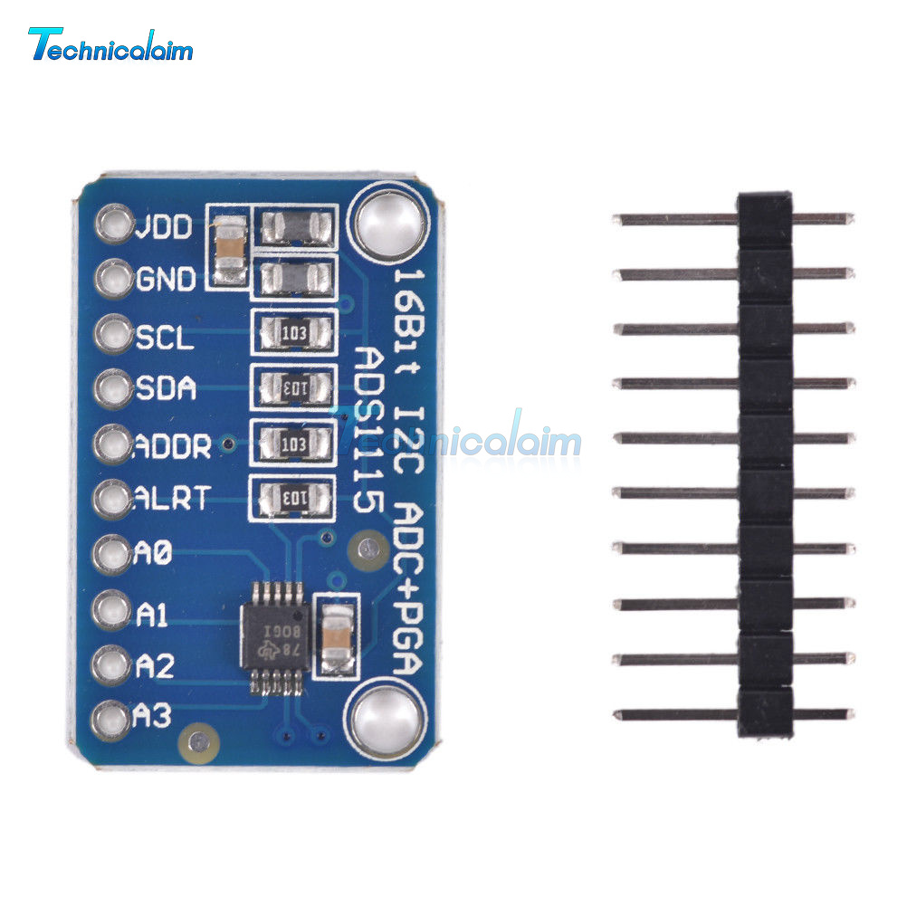 ADS1115 16 bit I2C 4 Channel ADC module with Pro RPi Gain Amplifier for ...