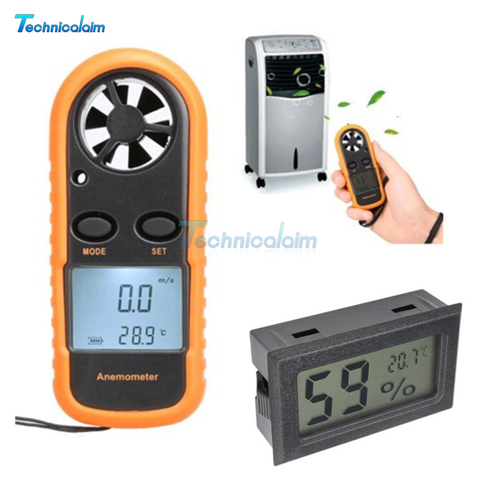 Mini LCD Wind Speed Gauge Air Geschwindigkeit Meter Anemometer NTC Thermomete