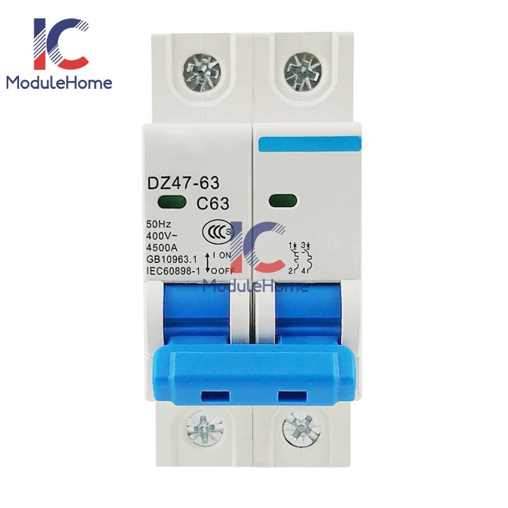 DZ47-63 2P Mini Circuit Breaker 6-63A Overload Short Circuit Protetion 400V 50Hz