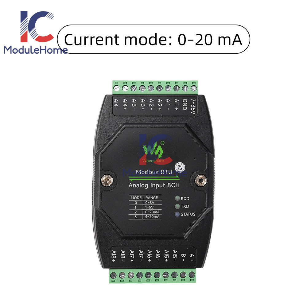 Modbus RTU Analog Input 8CH 12-bit Industrial Grade Analog Acquisition Module