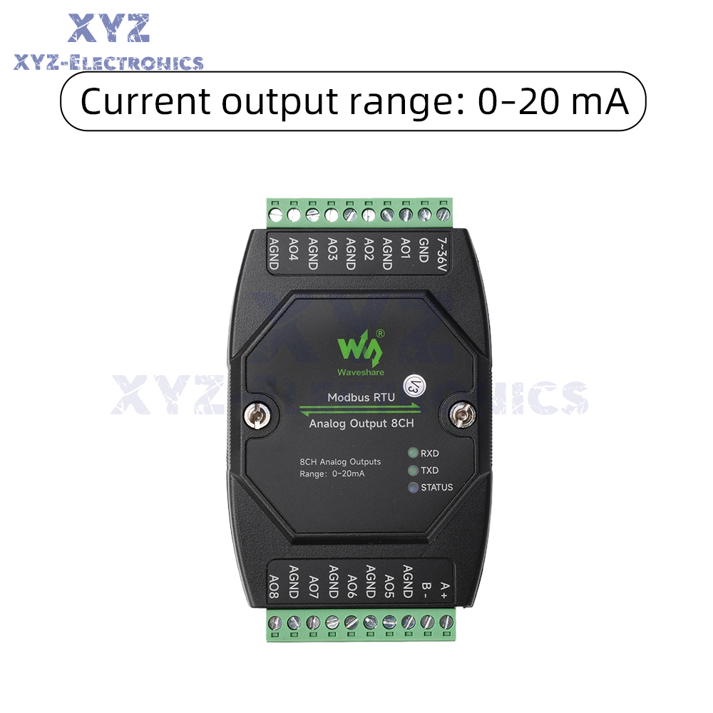 Industrial 8-CH Analog Output Module 12-bit DA Conversion Modbus RTU Protocol